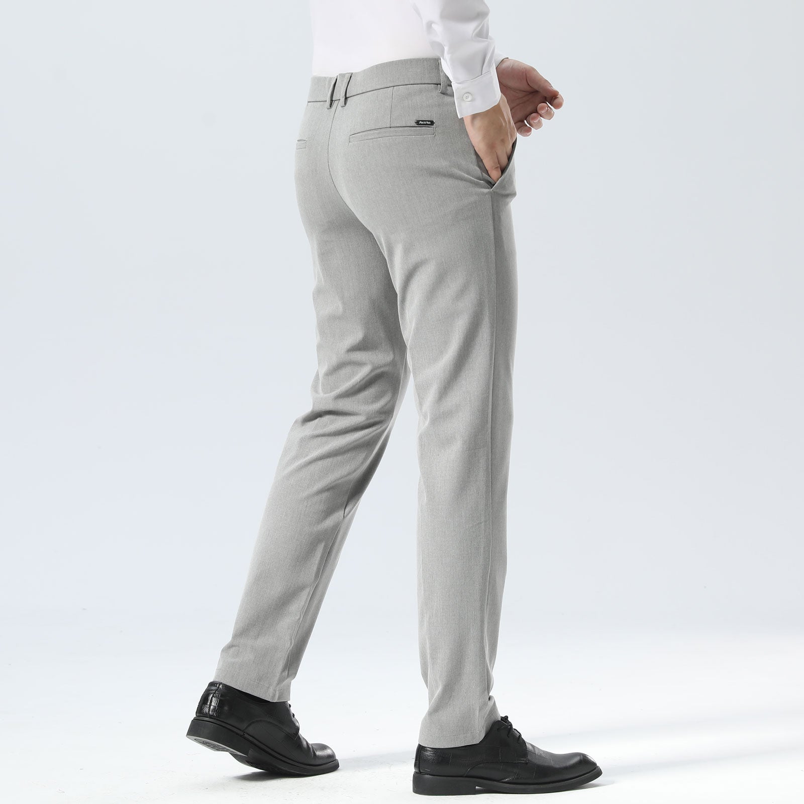 Plaid&Plain Light Heather Grey Men’s Slim - Fit Dress Pants | Stretch Dress Pants
