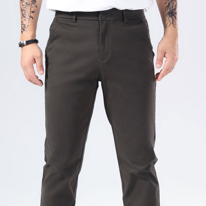 Plaid&Plain Charcoal Men’s Slim - Fit Chinos| Men’s Tapered Chino Pants