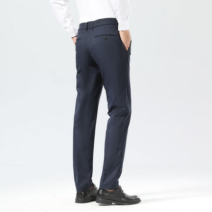 Plaid&Plain Navy Blue Men's Dress Pants | Slim Fit Stretch Comfy Dress Pants
