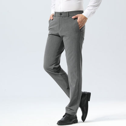 Plaid&Plain Medium Heather Grey Men’s Slim - Fit Dress Pants | Stretch Dress Pants