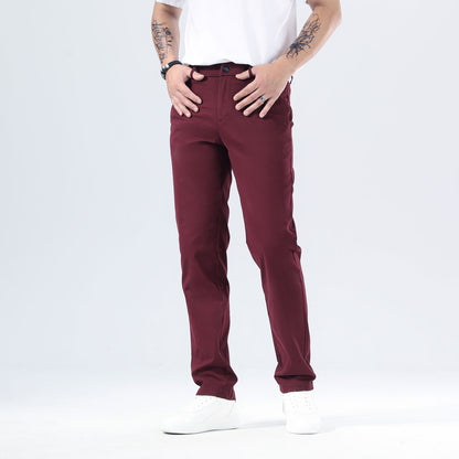 Plaid&Plain Burgundy Men’s Slim - Fit Chinos| Men’s Tapered Chino Pants