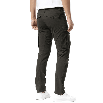 Plaid&Plain Men's Charcoal Slim Fit Cargo Pants | Tactical Utility with Articulated Knees | Outdoor Hiking & Workwear - Plaid&Plain-C804-Charcoal-28X28