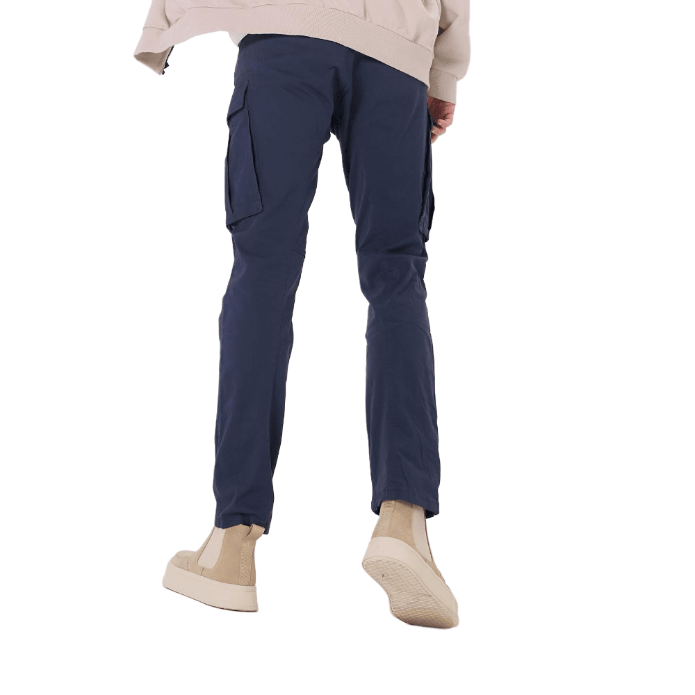 Plaid&Plain Men's Pacific Blue Slim Fit Cargo Pants | Tactical Utility with Articulated Knees | Outdoor Hiking & Workwear - Plaid&Plain-C804-Pacific Blue-28X28