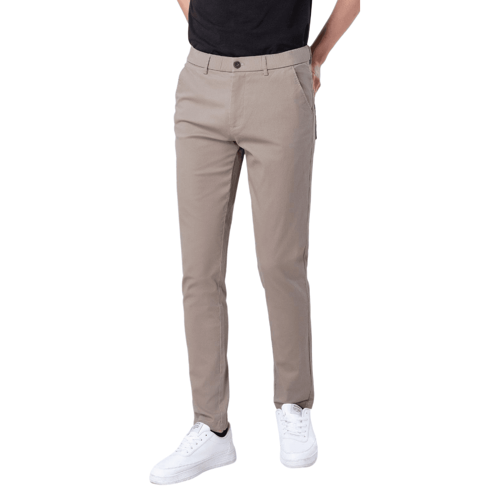 Plaid&Plain Men's Taupe Skinny Chinos | Slacks Tapered Trousers Suit Pants - Plaid&Plain-819-Taupe-27X28