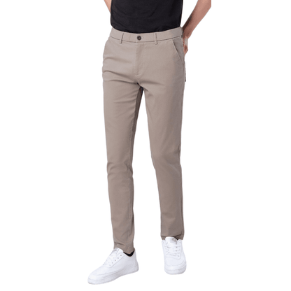 Plaid&Plain Men's Taupe Skinny Chinos | Slacks Tapered Trousers Suit Pants - Plaid&Plain-819-Taupe-27X28