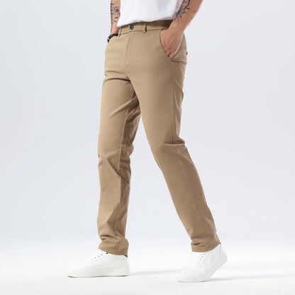 Plaid&Plain Dark Pebble Khaki Men’s Slim - Fit Chinos| Men’s Tapered Chino Pants