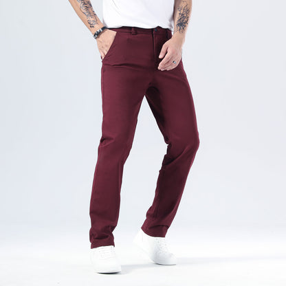 Plaid&Plain Burgundy Men’s Slim - Fit Chinos| Men’s Tapered Chino Pants