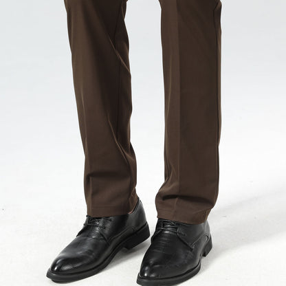 Plaid&Plain Brown Men's Dress Pants | Slim Fit Stretch Comfy Dress Pants