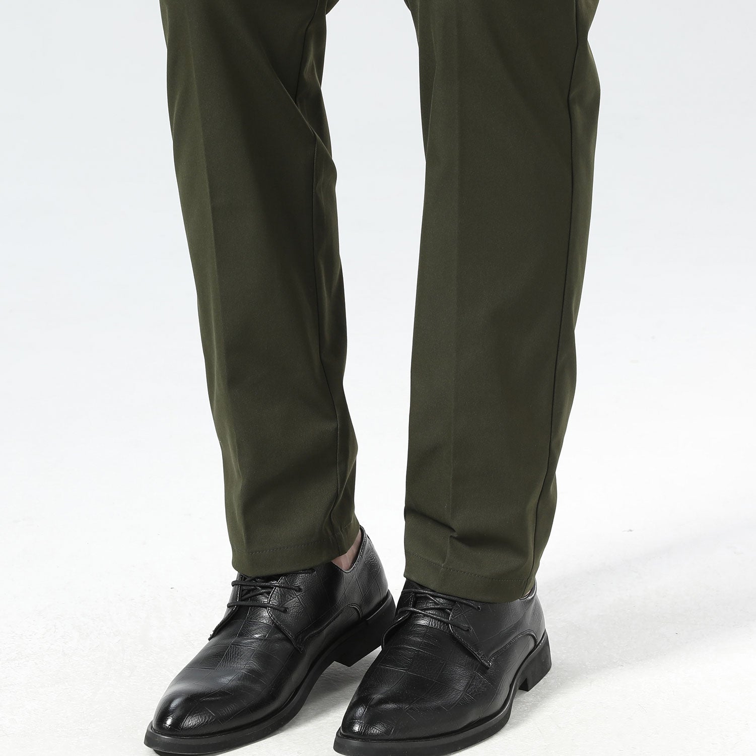 Plaid&Plain Olive Men's Dress Pants | Slim Fit Stretch Comfy Dress Pants