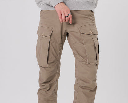 Plaid&Plain Men's Taupe Slim Fit Cargo Pants | Tactical Utility with Articulated Knees | Outdoor Hiking & Workwear