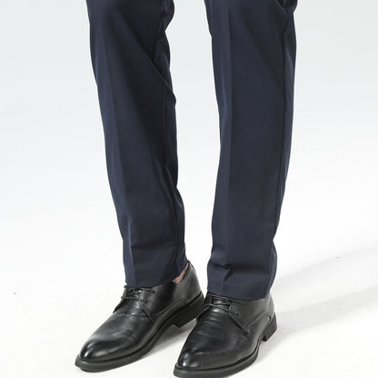 Plaid&Plain Navy Blue Men's Dress Pants | Slim Fit Stretch Comfy Dress Pants