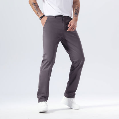 Plaid&Plain Grey Men’s Slim - Fit Chinos| Men’s Tapered Chino Pants