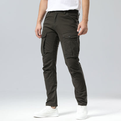 Plaid&Plain Men's Charcoal Slim Fit Cargo Pants | Tactical Utility with Articulated Knees | Outdoor Hiking & Workwear