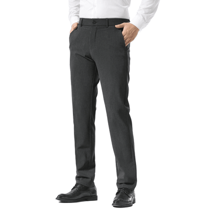 Plaid&Plain Dark Heather Grey Men’s Slim - Fit Dress Pants | Stretch Dress Pants - Plaid&Plain-8101-Dark Heather Grey-27X28