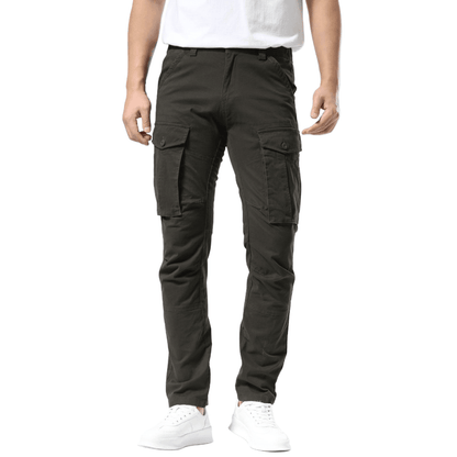 Plaid&Plain Men's Charcoal Slim Fit Cargo Pants | Tactical Utility with Articulated Knees | Outdoor Hiking & Workwear - Plaid&Plain-C804-Charcoal-28X28