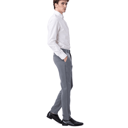 Plaid&Plain Heather Grey Men’s Slim - Fit Dress Pants | Stretch Dress Pants - Plaid&Plain-8101-Heather Grey-27X28