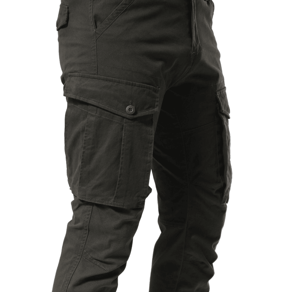 Plaid&Plain Men's Charcoal Slim Fit Cargo Pants | Tactical Utility with Articulated Knees | Outdoor Hiking & Workwear - Plaid&Plain-C804-Charcoal-28X28