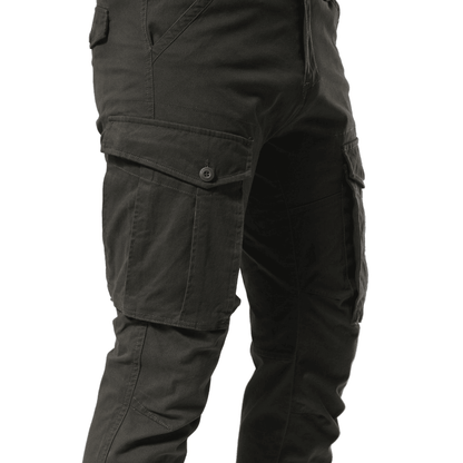Plaid&Plain Men's Charcoal Slim Fit Cargo Pants | Tactical Utility with Articulated Knees | Outdoor Hiking & Workwear - Plaid&Plain-C804-Charcoal-28X28