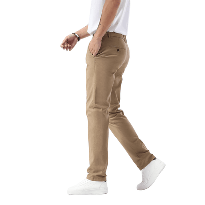 Plaid&Plain Dark Pebble Khaki Men’s Slim - Fit Chinos| Men’s Tapered Chino Pants - Plaid&Plain-8801-Dark Pebble Khaki-27X28