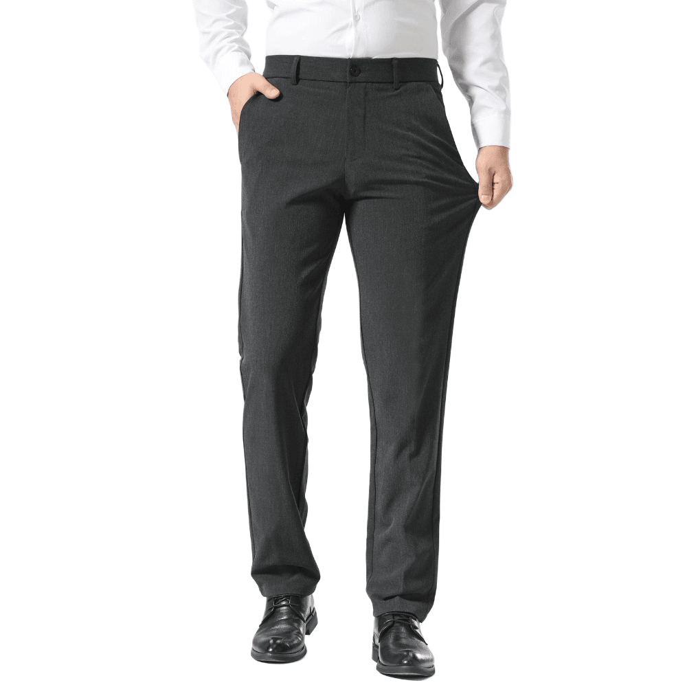 Plaid&Plain Dark Heather Grey Men’s Slim - Fit Dress Pants | Stretch Dress Pants - Plaid&Plain-8101-Dark Heather Grey-27X28