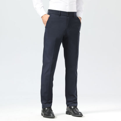 Plaid&Plain Navy Blue Men's Dress Pants | Slim Fit Stretch Comfy Dress Pants