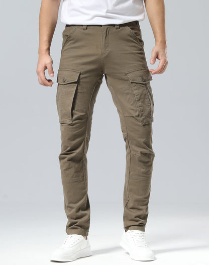 Plaid&Plain Men's Burly Wood Slim Fit Cargo Pants | Tactical Utility with Articulated Knees | Outdoor Hiking & Workwear
