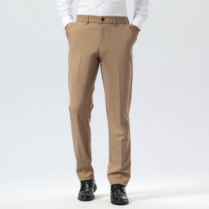 Plaid&Plain Khaki Men's Dress Pants | Slim Fit Stretch Comfy Dress Pants