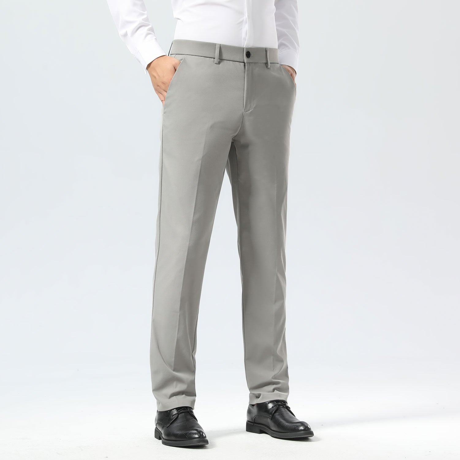 Plaid&Plain Iron Grey Men's Dress Pants | Slim Fit Stretch Comfy Dress Pants