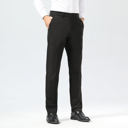 Plaid&Plain Black Men's Dress Pants | Slim Fit Stretch Comfy Dress Pants