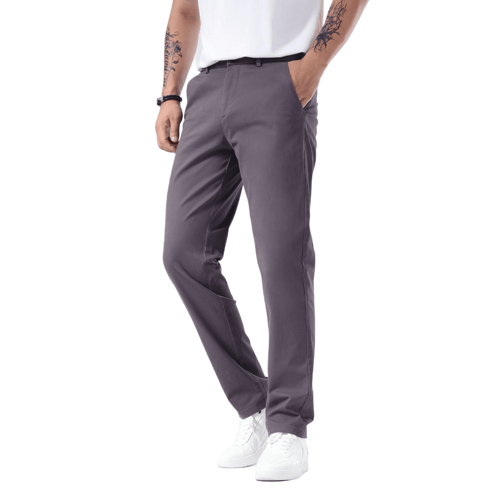 Plaid&Plain Grey Men’s Slim - Fit Chinos| Men’s Tapered Chino Pants - Plaid&Plain-8801-Grey-27X28