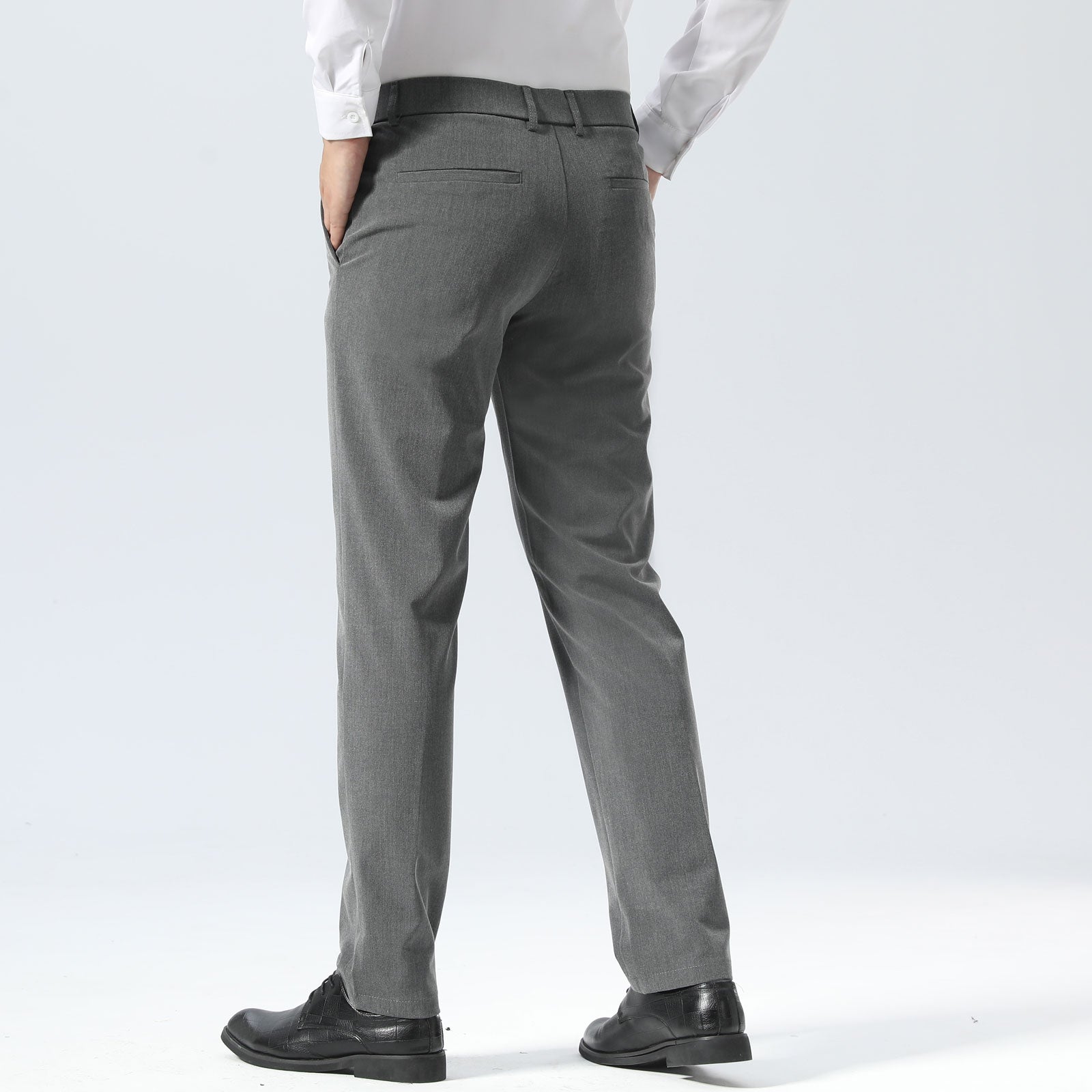 Plaid&Plain Medium Heather Grey Men’s Slim - Fit Dress Pants | Stretch Dress Pants