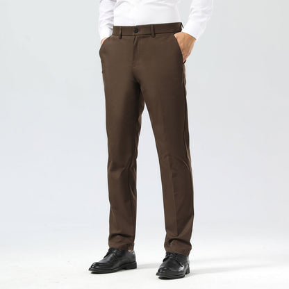Plaid&Plain Brown Men's Dress Pants | Slim Fit Stretch Comfy Dress Pants