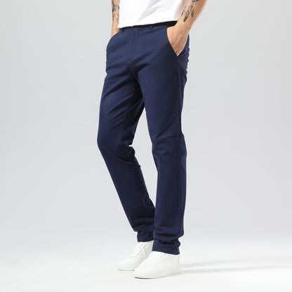 Plaid&Plain Navy Blue Men’s Slim - Fit Chinos| Men’s Tapered Chino Pants