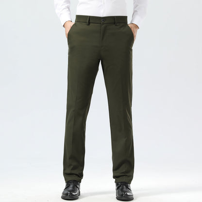 Plaid&Plain Olive Men's Dress Pants | Slim Fit Stretch Comfy Dress Pants