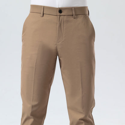 Plaid&Plain Khaki Men's Dress Pants | Slim Fit Stretch Comfy Dress Pants