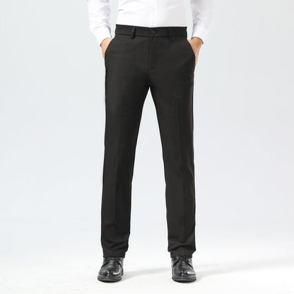 Plaid&Plain Black Men's Dress Pants | Slim Fit Stretch Comfy Dress Pants