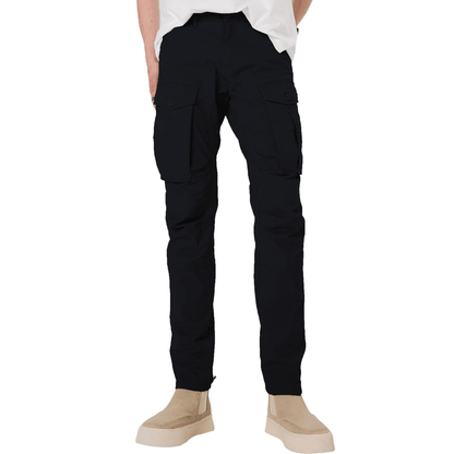 Plaid&Plain Men's Black Slim Fit Cargo Pants | Tactical Utility with Articulated Knees | Outdoor Hiking & Workwear - Plaid&Plain-C804-Black-28X28