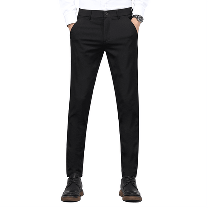 Plaid&Plain Men's Black Slim Fit Dress Pants | 4-Way Flex Stretch Suit Pants - Plaid&Plain-603-Black-27X28