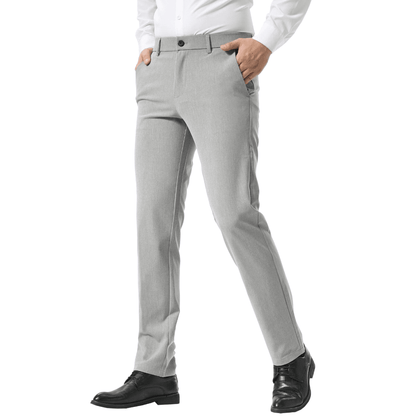 Plaid&Plain Light Heather Grey Men’s Slim - Fit Dress Pants | Stretch Dress Pants - Plaid&Plain-8101-Light Heather Grey-27X28