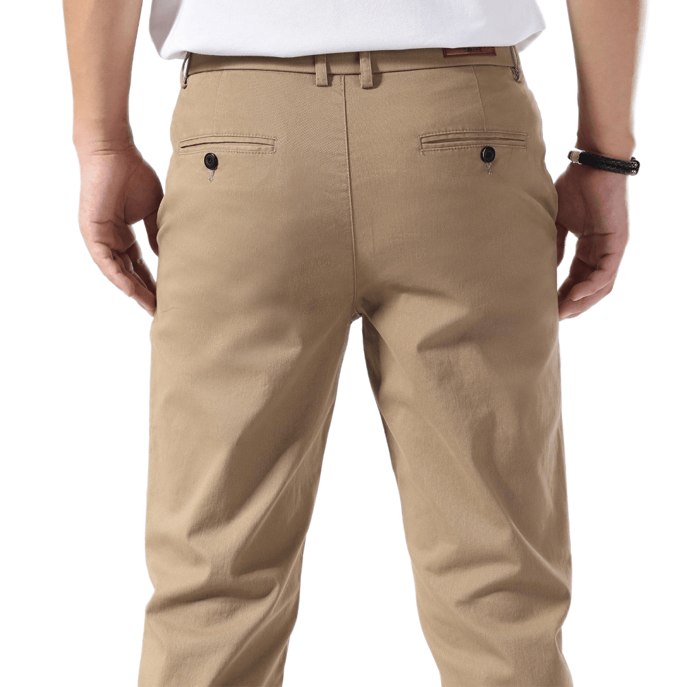 Plaid&Plain Dark Pebble Khaki Men’s Slim - Fit Chinos| Men’s Tapered Chino Pants - Plaid&Plain-8801-Dark Pebble Khaki-27X28