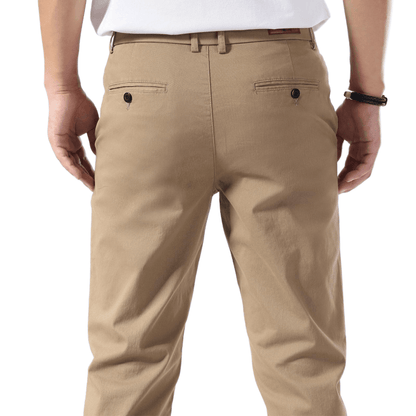 Plaid&Plain Dark Pebble Khaki Men’s Slim - Fit Chinos| Men’s Tapered Chino Pants - Plaid&Plain-8801-Dark Pebble Khaki-27X28