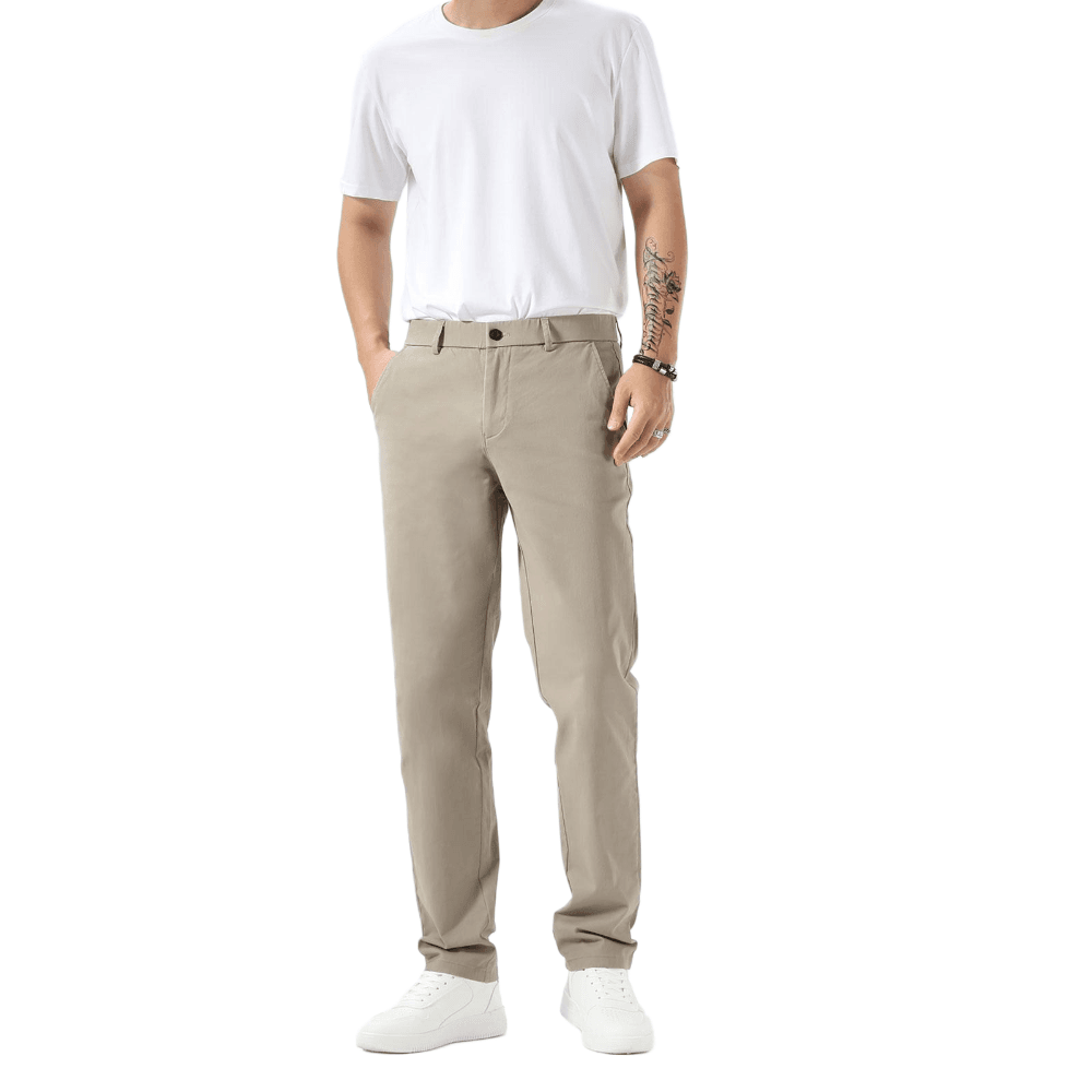 Plaid&Plain Taupe Men’s Slim Fit Chinos | Men’s Tapered Chino Pants - Plaid&Plain-8801-Taupe-27X28