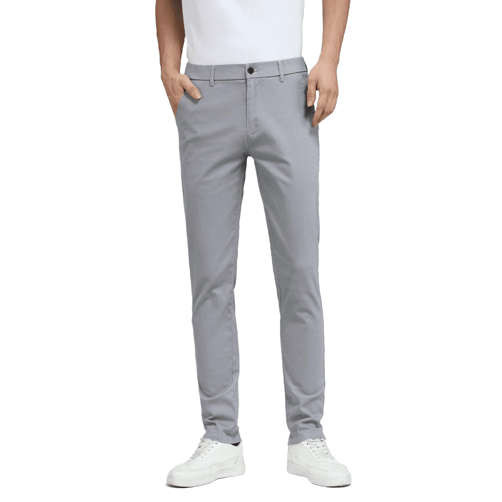 Plaid&Plain Men's Iron Grey Skinny Chinos | Slacks Tapered Trousers Suit - Plaid&Plain-819-Iron Grey-27X28