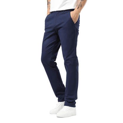 Plaid&Plain Navy Blue Men’s Slim - Fit Chinos| Men’s Tapered Chino Pants - Plaid&Plain-8801-Navy Blue-27X28