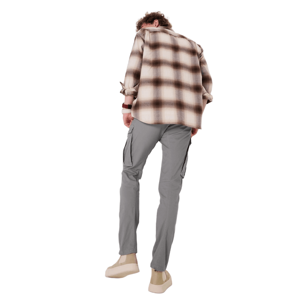 Plaid&Plain Men's Iron Grey Slim Fit Cargo Pants | Tactical Utility with Articulated Knees | Outdoor Hiking & Workwear - Plaid&Plain-C804-Iron Grey-28X28