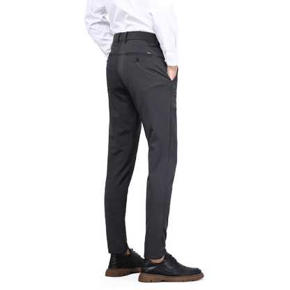 Plaid&Plain Men's Charcoal Slim Fit Dress Pants | 4-Way Flex Stretch Suit Pants - Plaid&Plain-603-Charcoal-27X28