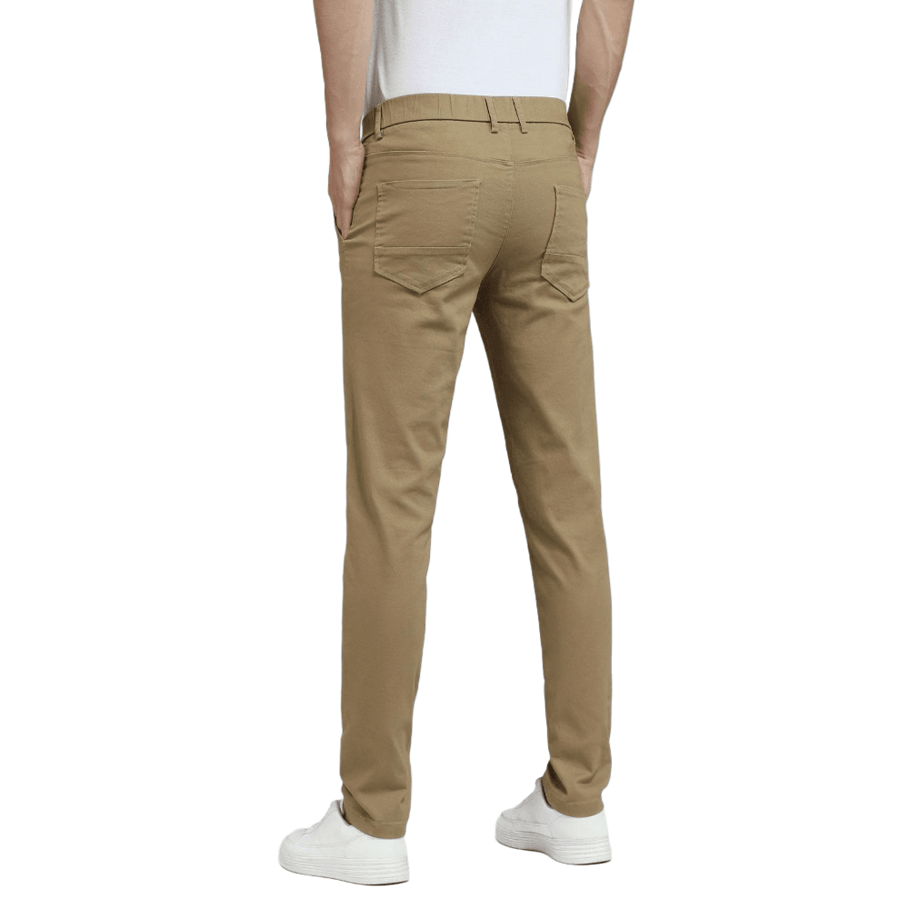 Plaid&Plain Men's Dark Pebble Khaki Skinny Chinos | Slacks Tapered Trousers Suit Pants - Plaid&Plain-819-Dark Pebble Khaki-27X28