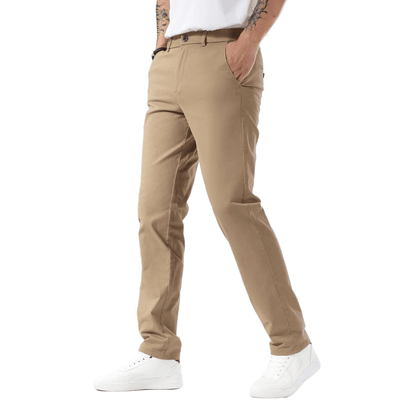 Plaid&Plain Dark Pebble Khaki Men’s Slim - Fit Chinos| Men’s Tapered Chino Pants - Plaid&Plain-8801-Dark Pebble Khaki-27X28