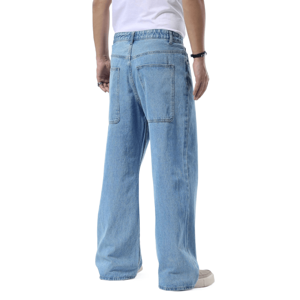 Plaid&Plain Men's Antique Baggy Jeans | Wide Leg Denim Pants for Hip Hop & Skateboarding - Plaid&Plain-B01-Antique-28X28