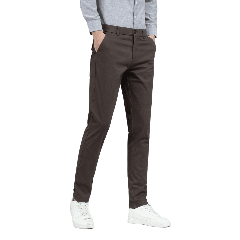 Plaid&Plain Men's Charcoal Skinny Chinos | Slacks Tapered Trousers Suit Pants - Plaid&Plain-819-Charcoal-27X28